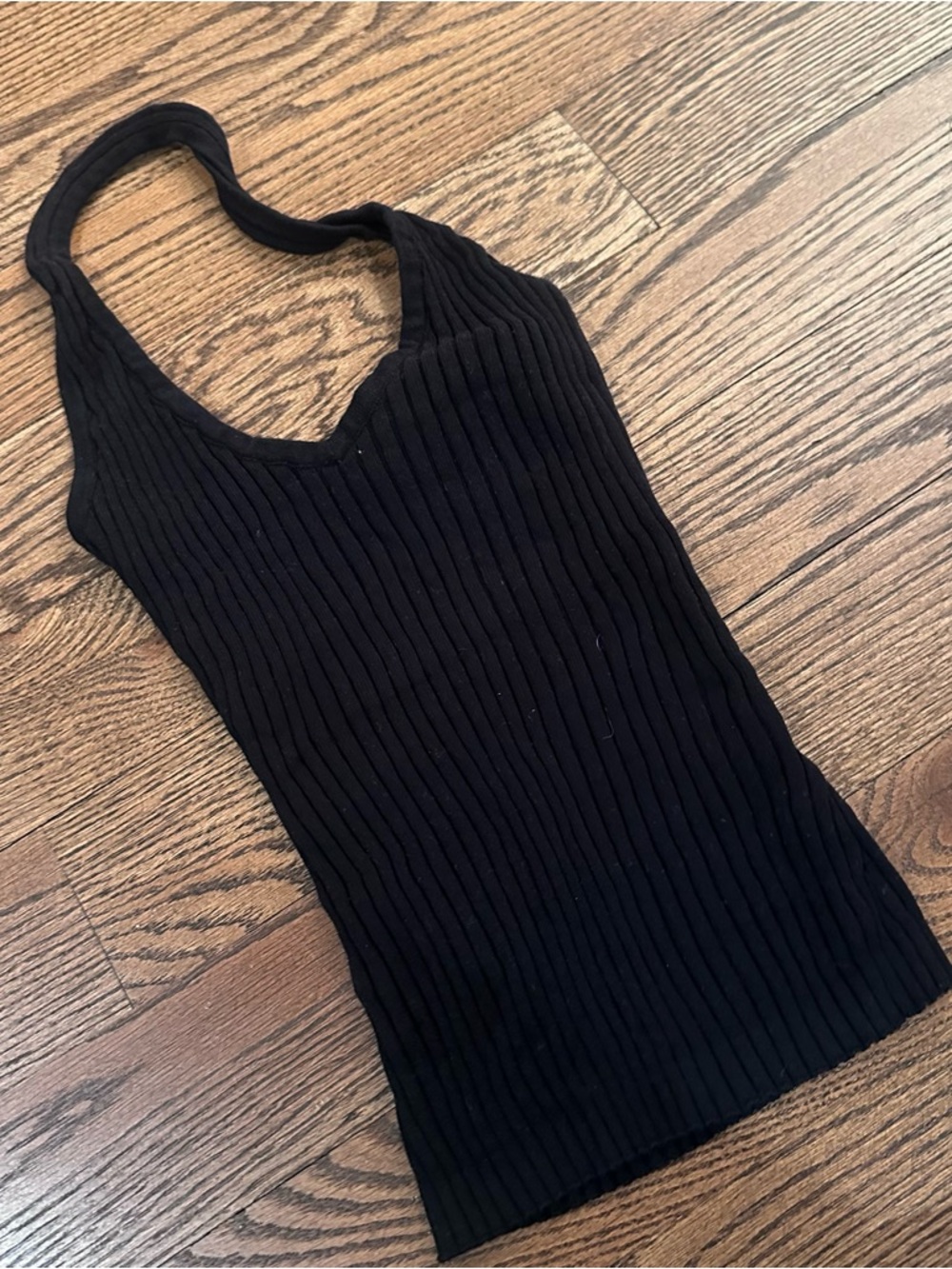 Women’s Black Ribbed Tank Top - Sleeveless Knit Halter